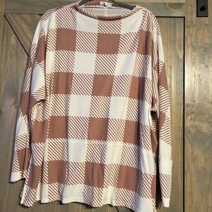 Maurices Brown and White Checkered Top